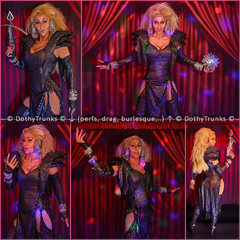 DothyTrunks cosplay show - Tina turner Mad Max Aunty Entity performance Drag show drag queen burlesque cabaret nightclub lgbt